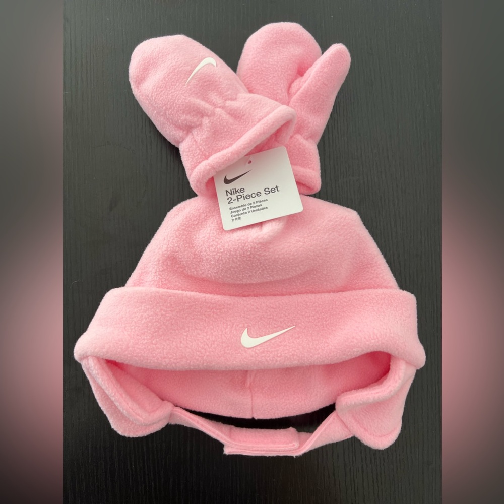 Nike Swoosh Fleece Cap & Mittens Set Toddler